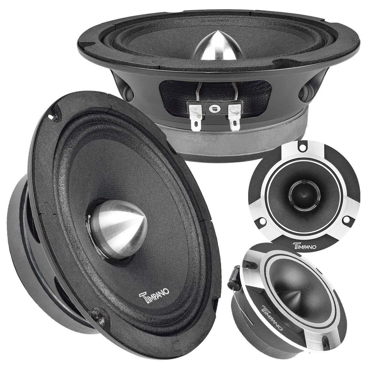 Timpano 1600W bundle midrange speakers deliver warm vocal detail in-car