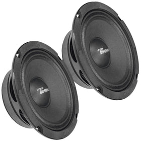 Timpano front view of speaker pair showing grille and fit, highlighting easy install benefit