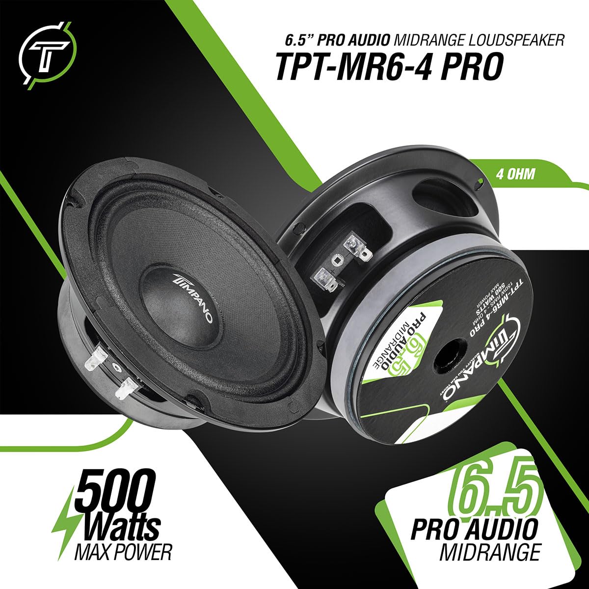 Timpano shallow-mount 6.5-inch midrange speaker demonstrates easy installation in tight spaces.