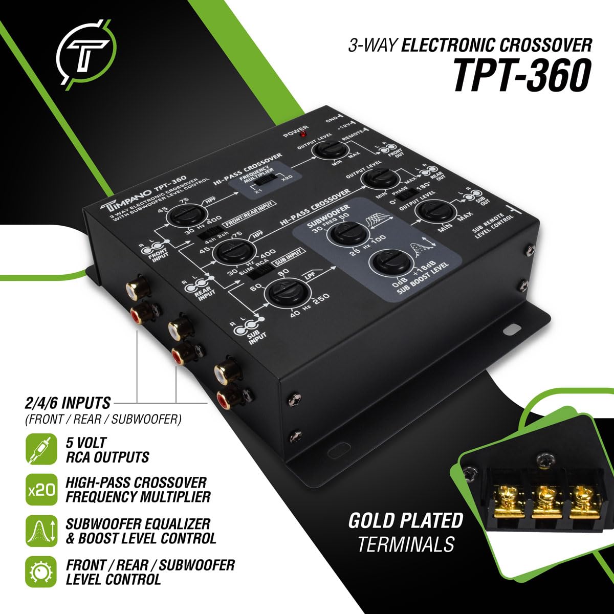 Timpano TPT-360 remote subwoofer level control for seat-side adjustments