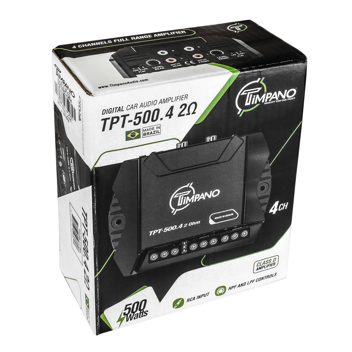 Timpano TPT-500.4 compact 4-channel amp as a vehicle audio upgrade