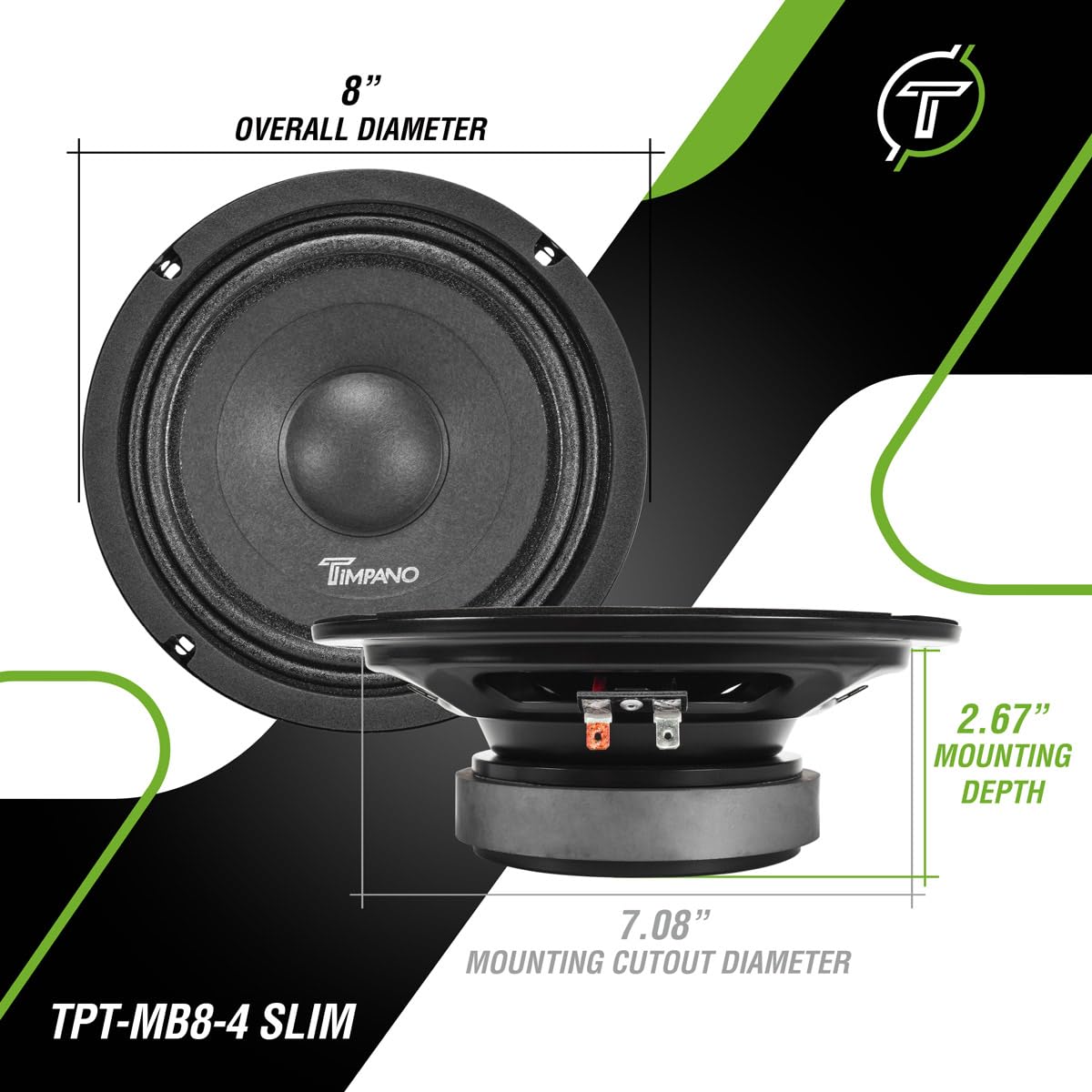 Timpano TPT-MB8-4 4-ohm speaker for responsive car audio.
