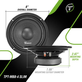 Timpano TPT-MB8-4 4-ohm speaker for responsive car audio.