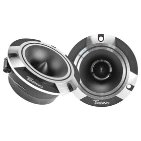 Timpano TPT-ST2 chrome slim tweeter front view, compact depth for dash installs.