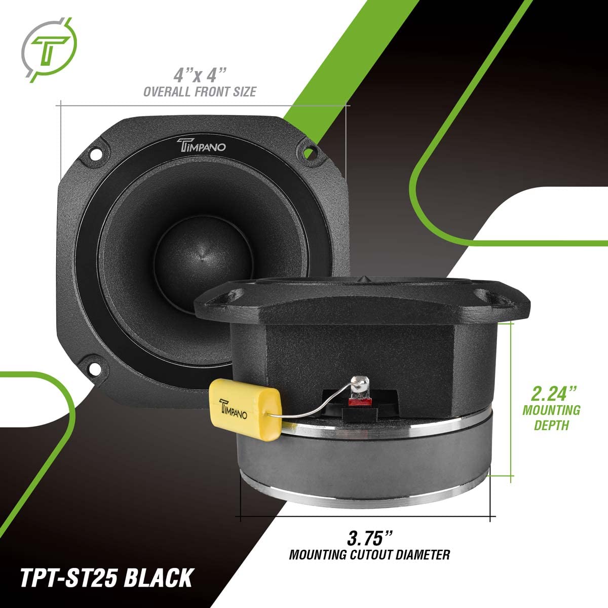 Timpano TPT-ST25 8 ohm label indicating compatibility