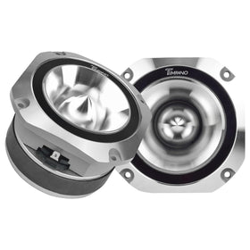 Timpano TPT-ST25 chrome 4-inch front view highlights high-sensitivity audio performance.