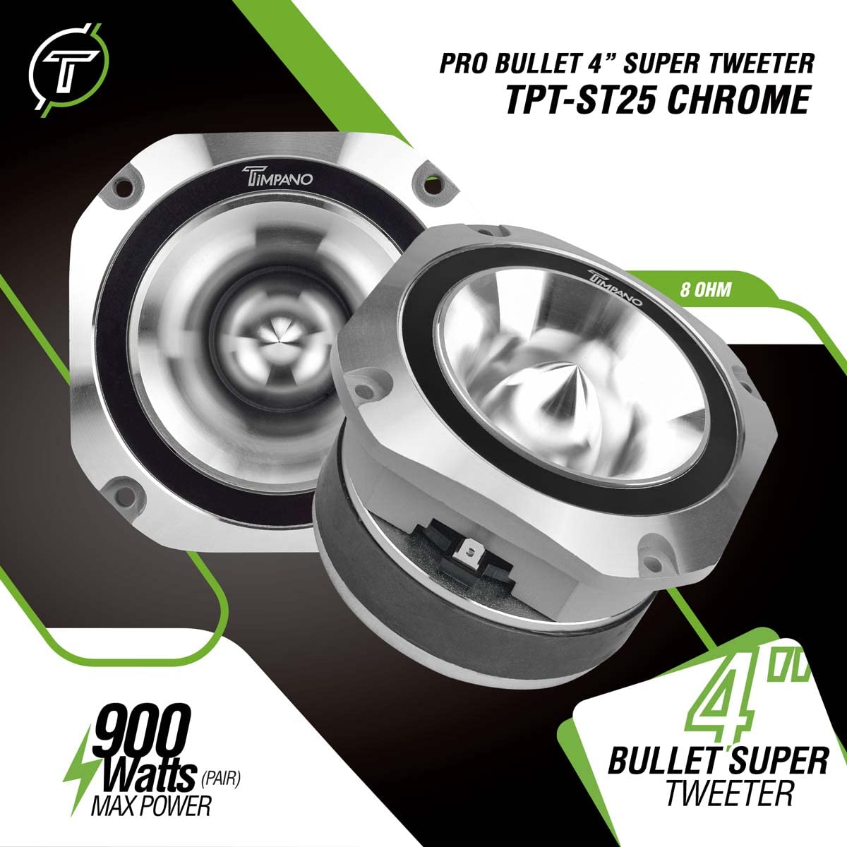 Timpano chrome 4-inch side view shows a slim profile for professional installs.