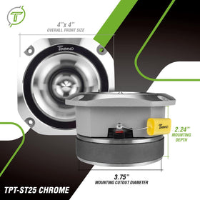 Timpano TPT-ST25 4-inch voice coil close-up emphasizes high-frequency capability.