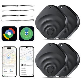 TIMU four-pack packaging with dual system trackers ready for quick setup and item protection.