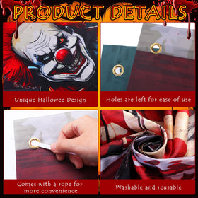 Tingjoo Creepy clown pattern detail adds eerie charm to studio or home Halloween scenes