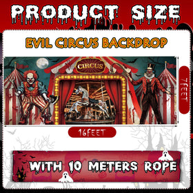 Tingjoo Evil Circus Backdrop 7x16 for immersive carnival vibes at Halloween parties