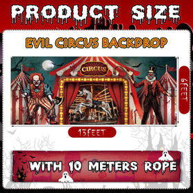 Tingjoo Halloween clown backdrop close-up highlights vibrant colors and sharp details.