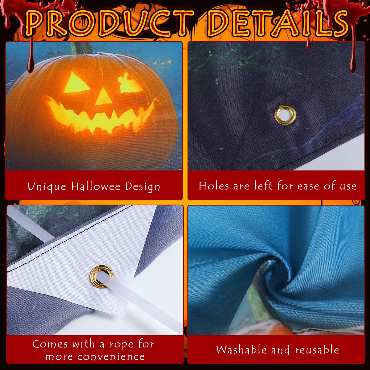 Tingjoo pumpkin bats spider print decor enhances entryways and party scenes.