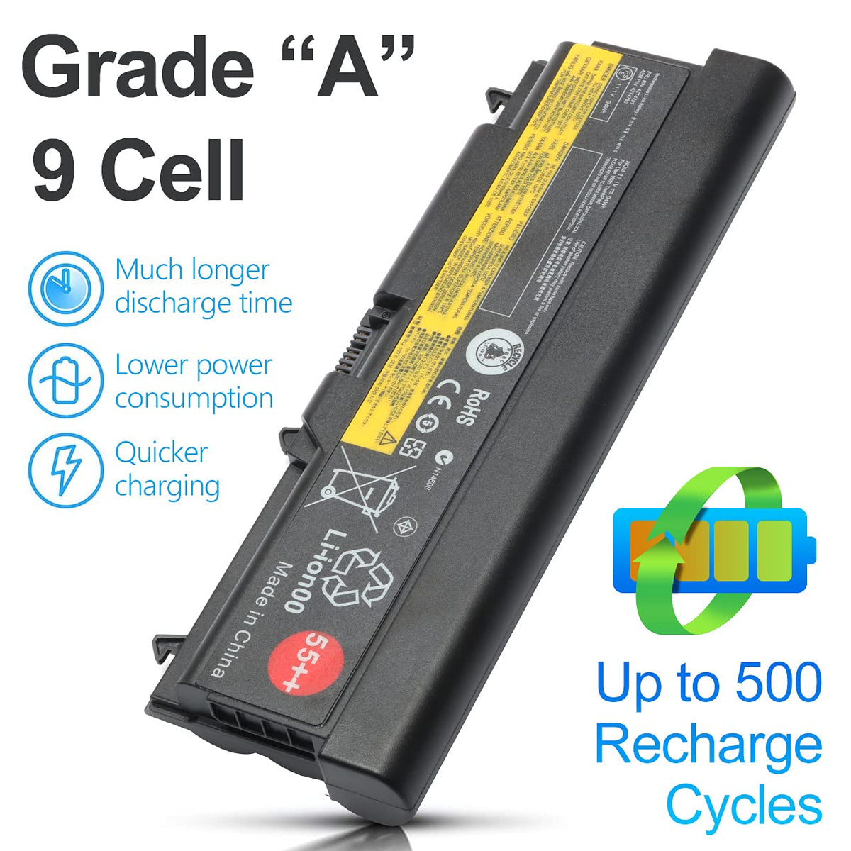 Tinkon 11.1V 94Wh battery side connection shows stable plug interface