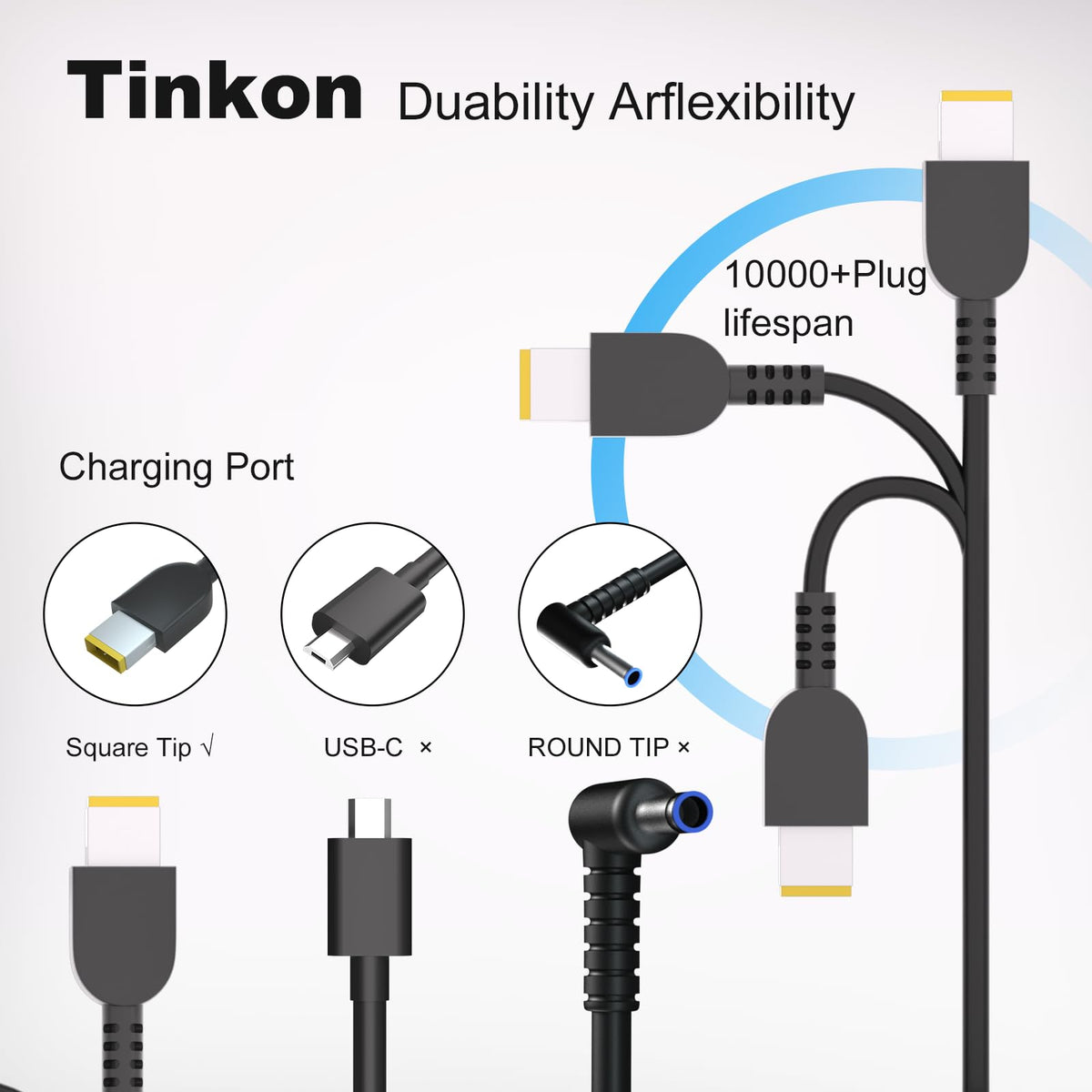 Tinkon 135W power supply with broad dock compatibility for Lenovo ThinkPad and USB-C