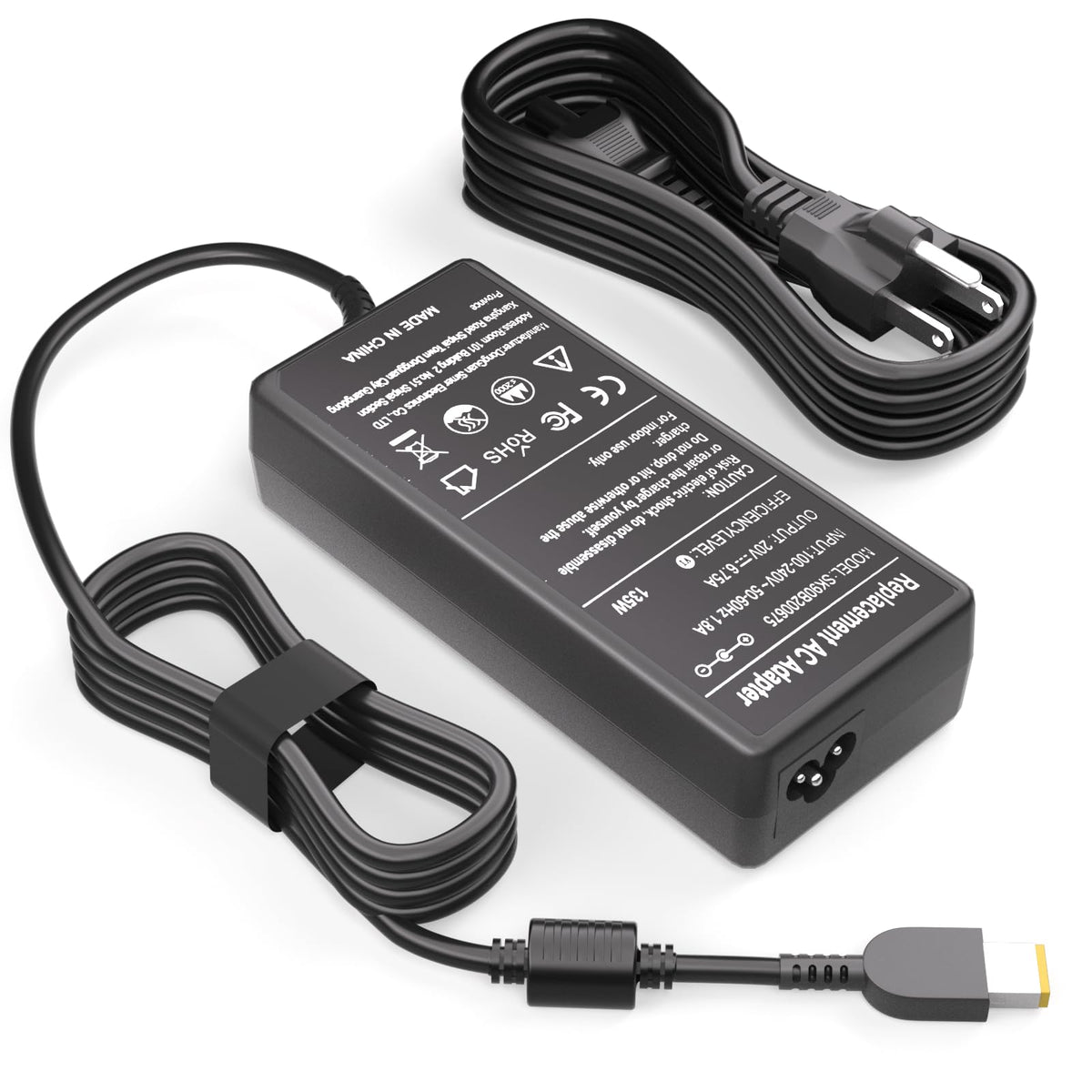 Tinkon 135W power supply front view for reliable ThinkPad charging