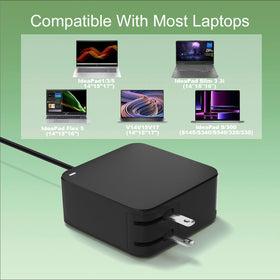 Tinkon power adapter connected to Lenovo laptop demonstrating charging