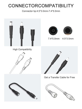 Tinkon Dell Inspiron charger connector closeup highlights 4.5x3.0mm plug for seamless compatibility.