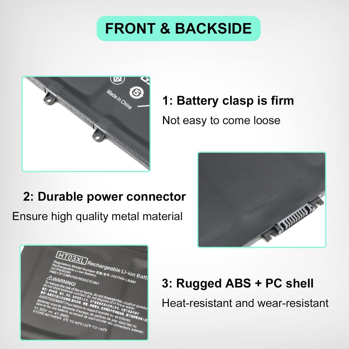 HT03XL battery installed in an open HP Pavilion laptop for replacement