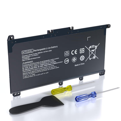 Tinkon HT03XL battery side view showing its compact form factor for HP Pavilion replacements