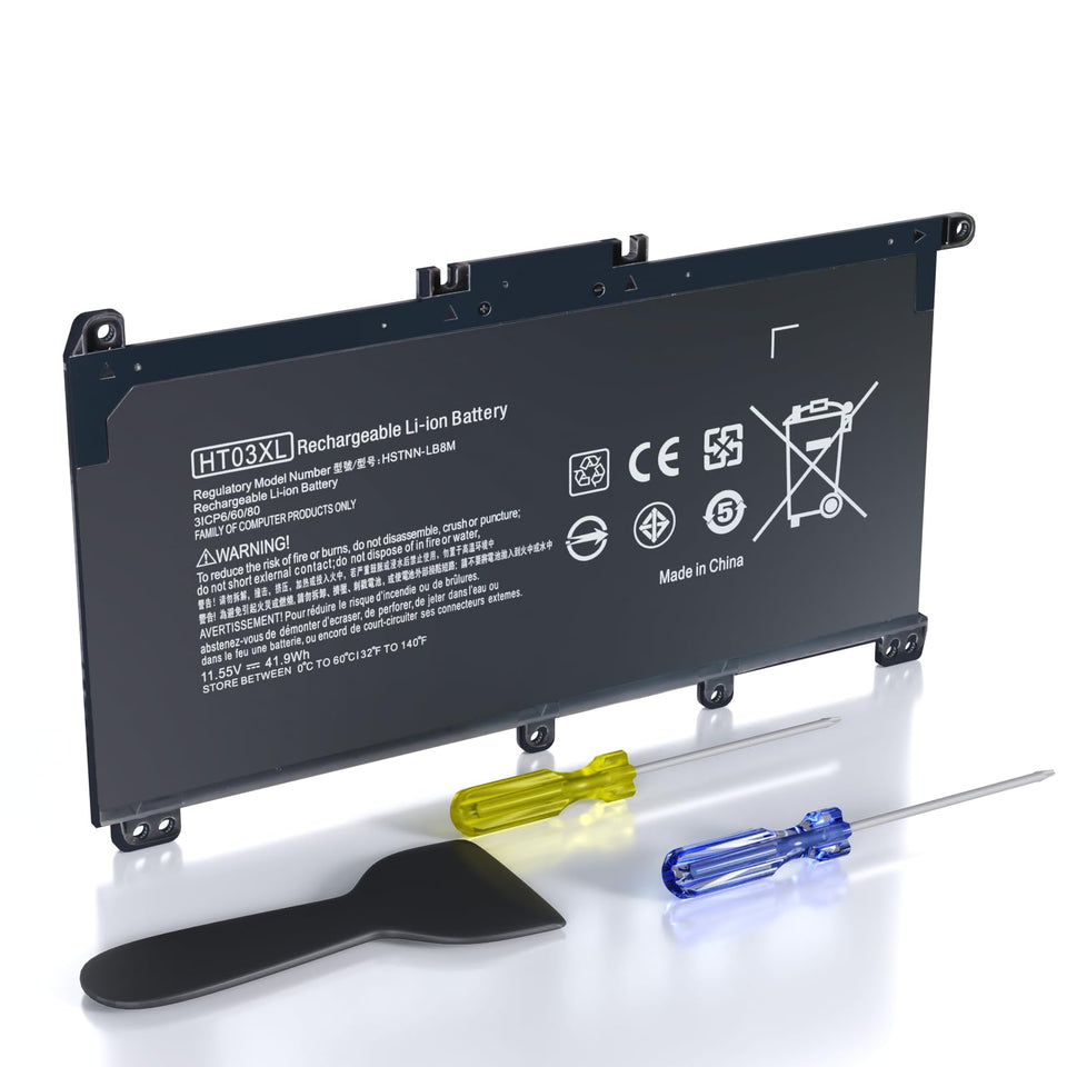 Tinkon HT03XL battery side view showing its compact form factor for HP Pavilion replacements