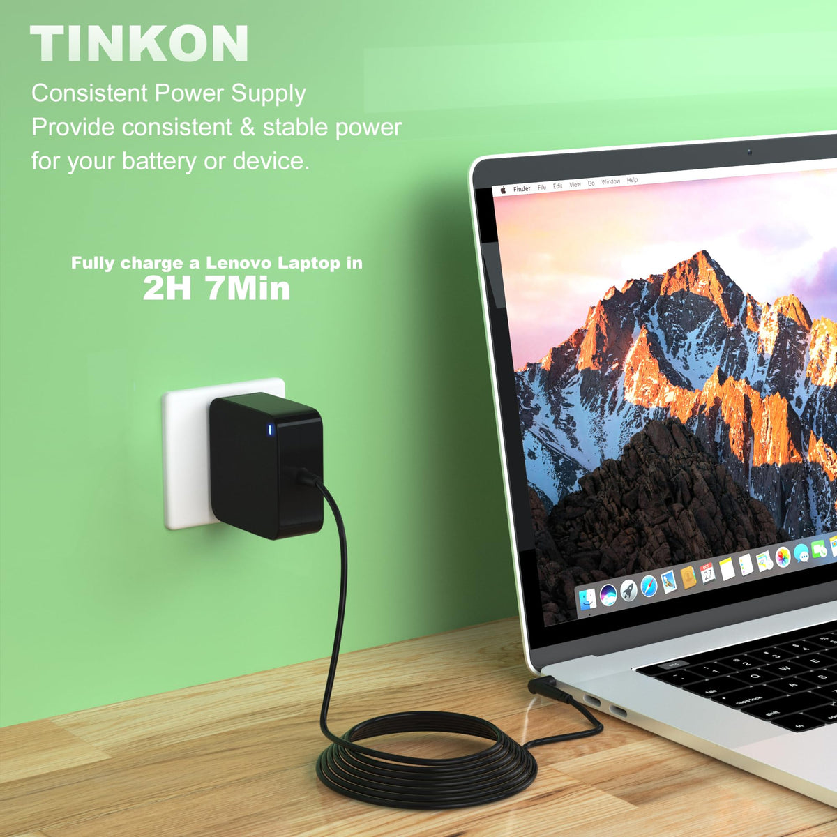 Tinkon adapter label with voltage and part numbers for verification