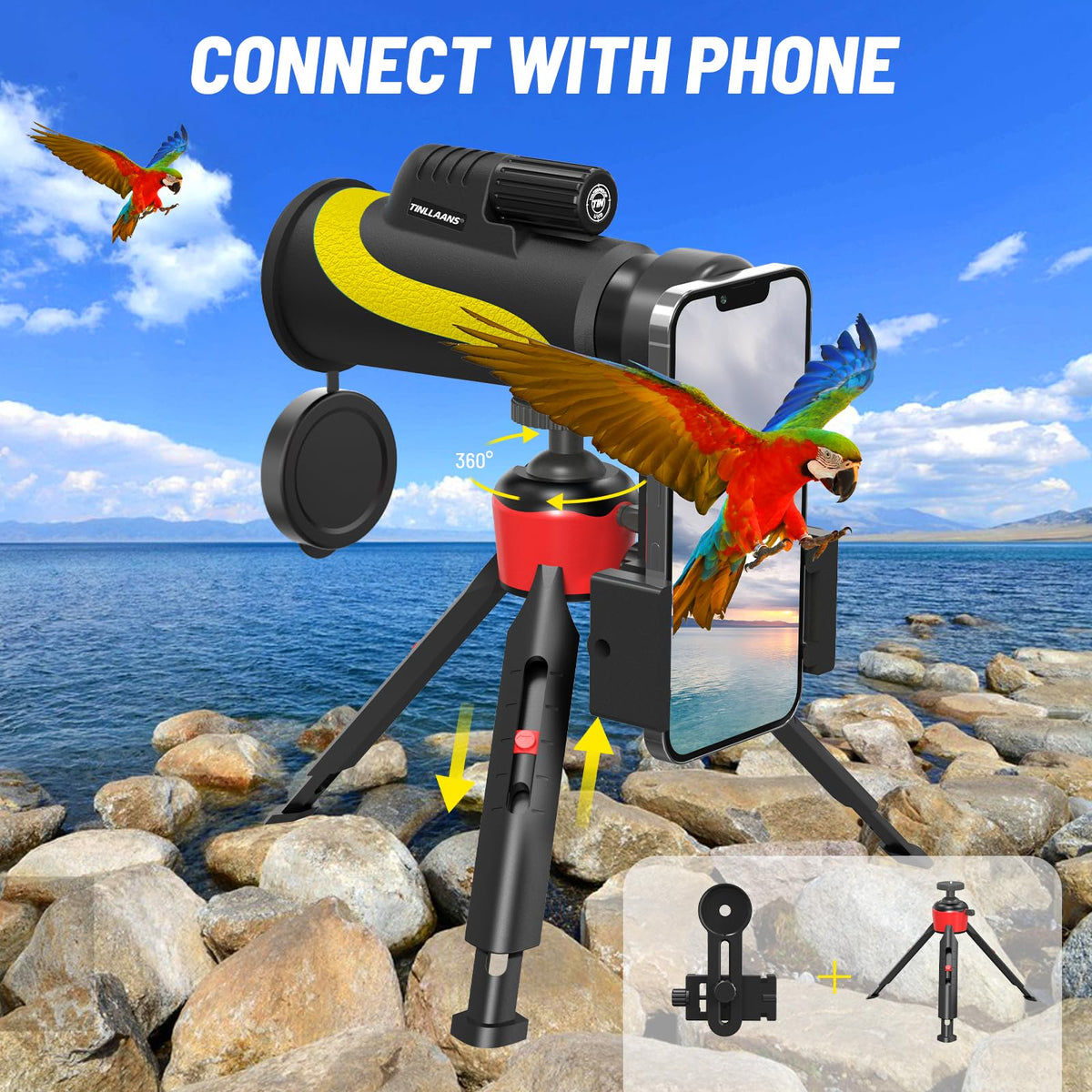 Tinllaans tripod and phone holder enable steady shots and easy sharing.