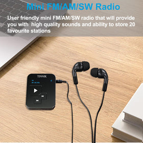 TINNIK radio OLED screen displaying digital tuning for easy station selection.