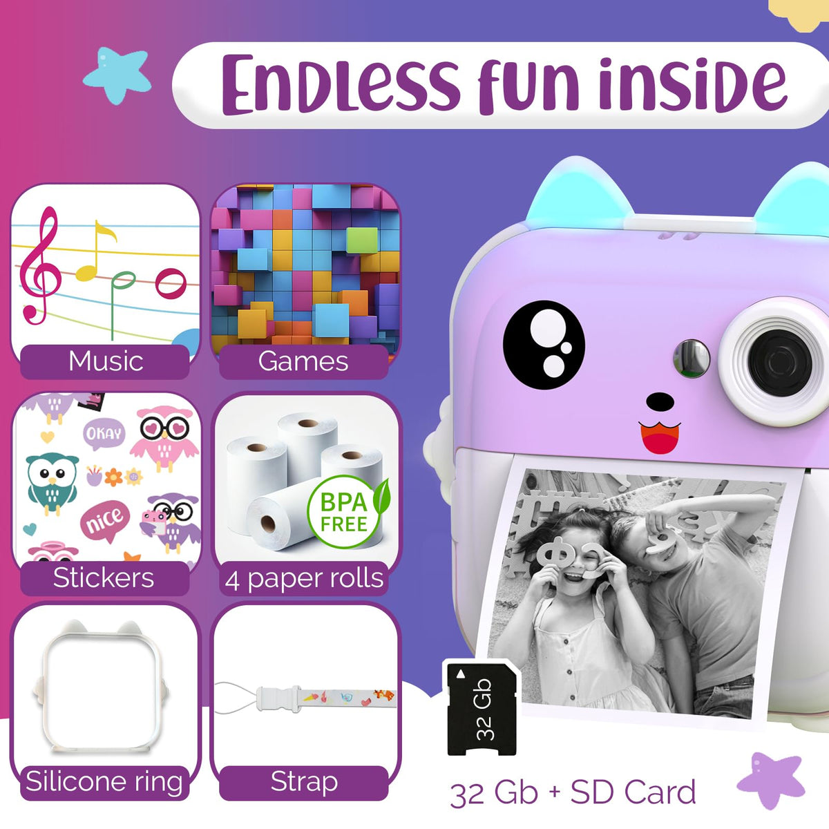 TinyGeeks camera connected via Bluetooth to free app for customization.