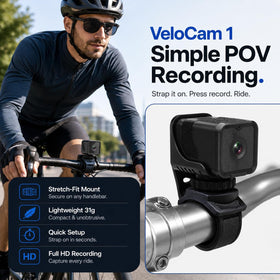 TIROL SUPPLIES mounted on a bicycle handlebar demonstrating stable recording while riding