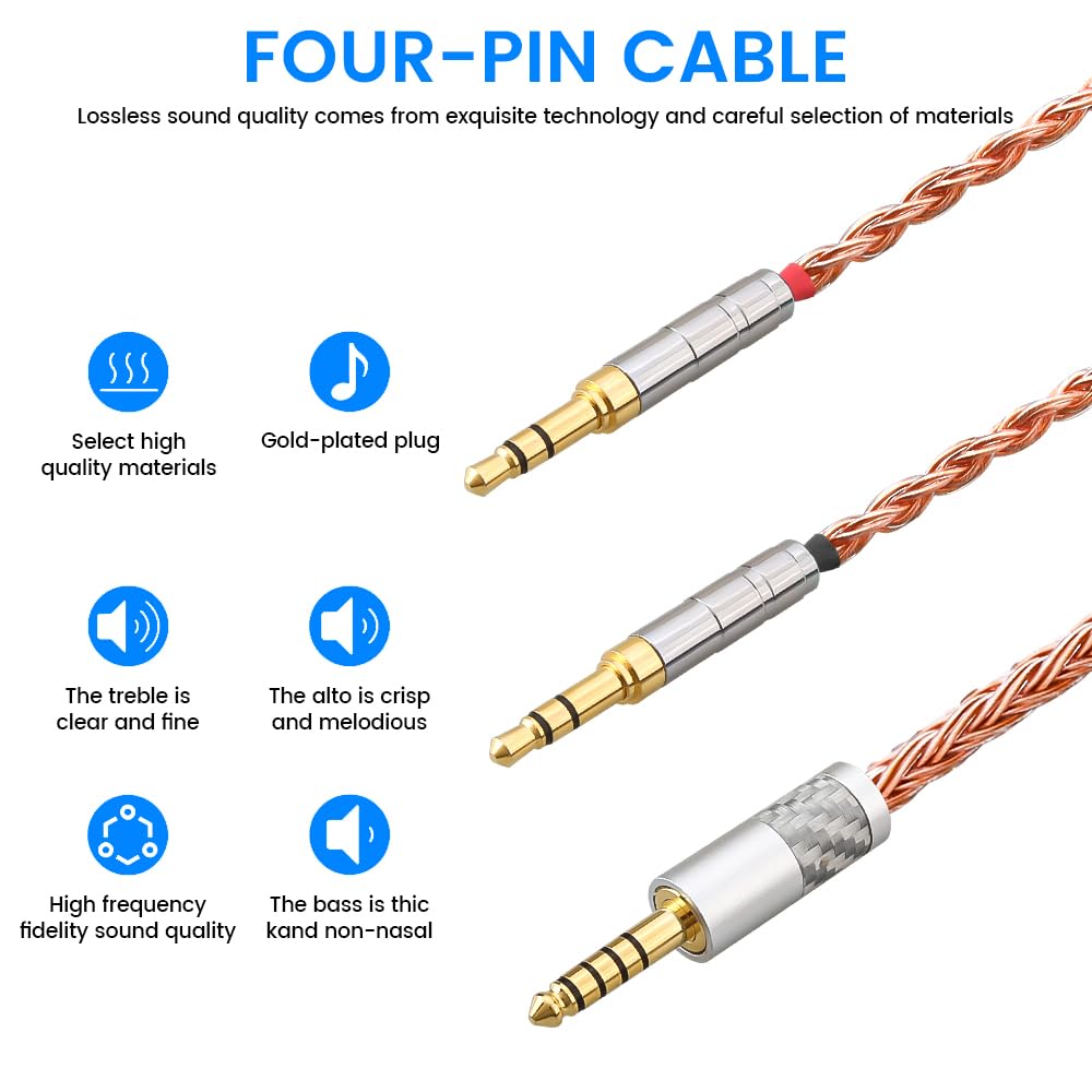 Tirstrup copper 16-core 4-4mm balanced cable for Arya with dual 3.5mm connectors.