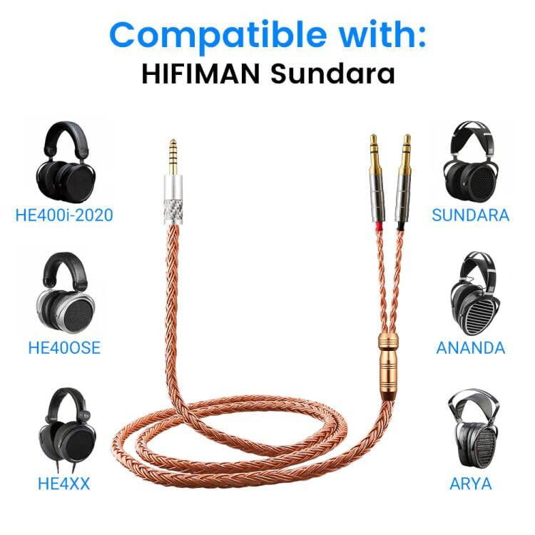 Tirstrup copper 16-core 4-4mm balanced cable for HE400SE dual 3.5mm compatibility.