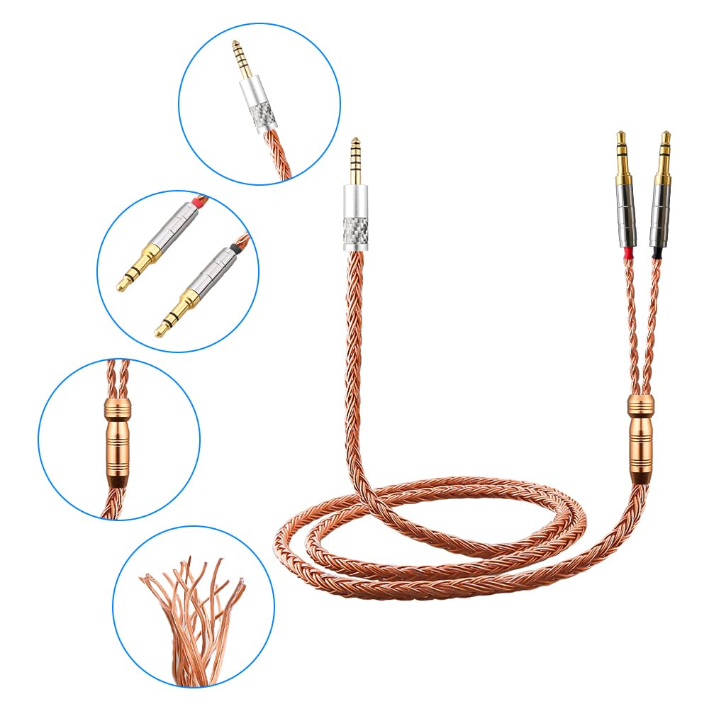 Tirstrup upgrade cable for HE1000 with 4-4mm balanced to dual 3.5mm