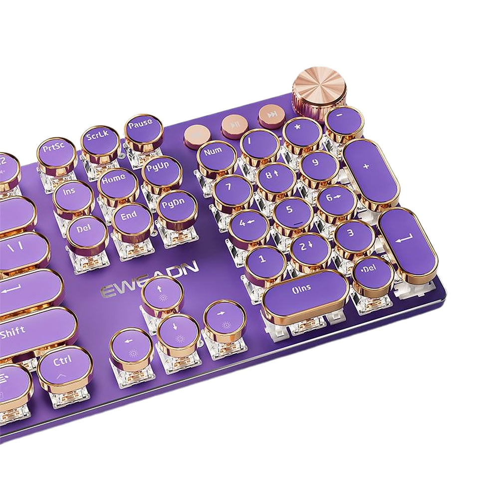 TISHLED front view showing retro round keycaps and overall design benefit: stylish desktop focal point
