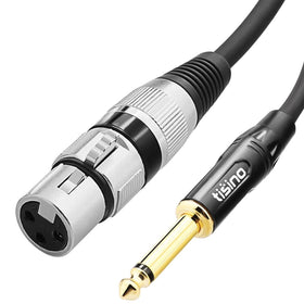 Tisino female XLR to 1/4 inch cable, 20ft, ready for mic connections.