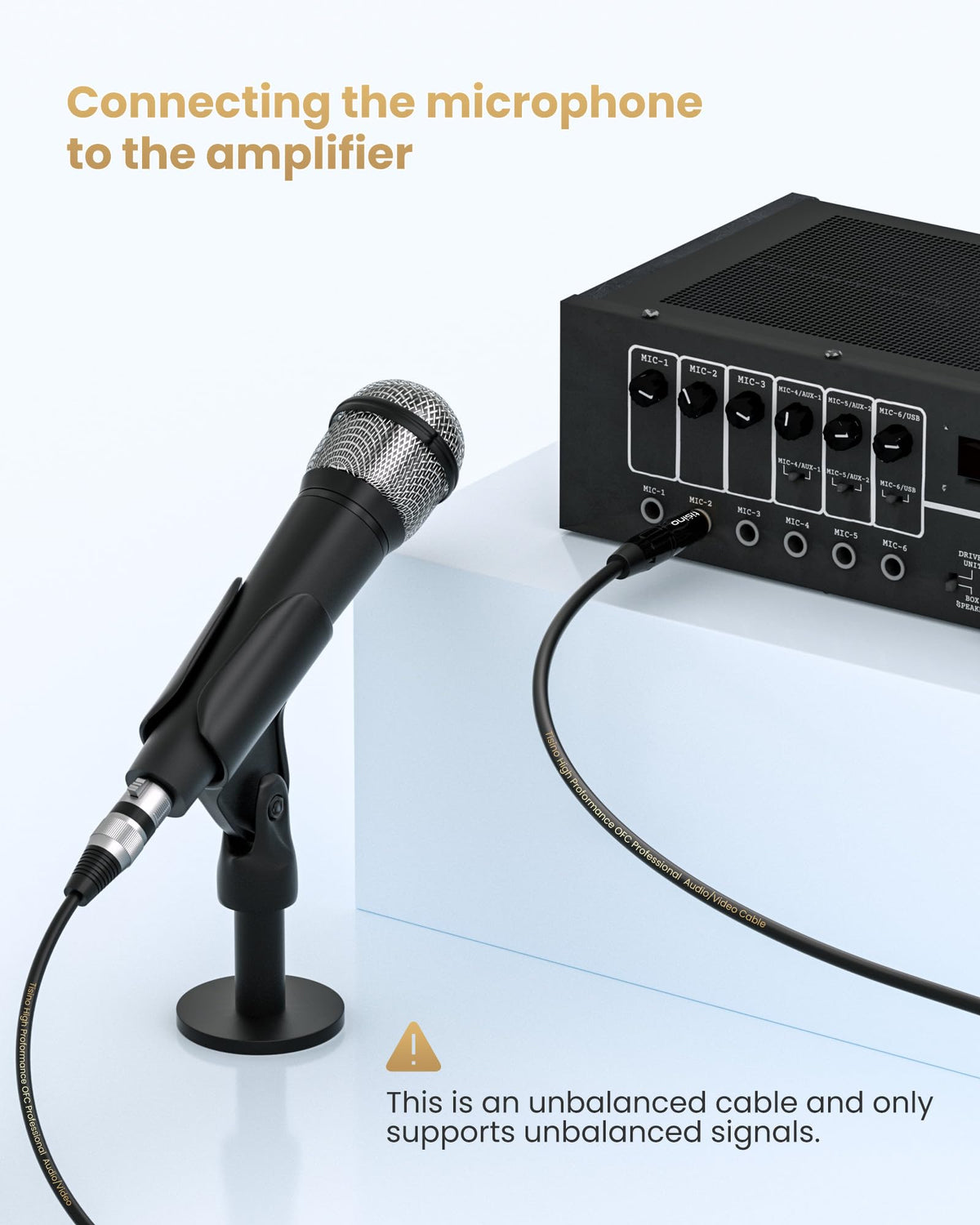Tisino XLR to 1/4 cable compatible with dynamic mics in versatile setups.