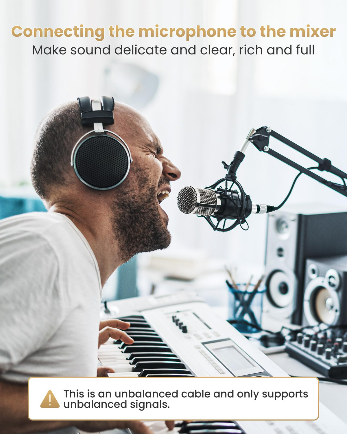 Tisino multi-layer shielding reduces hum during live or studio use.
