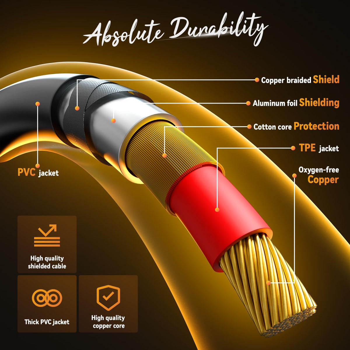 Tisino polyethylene insulation enhances high-frequency response for crisper audio.