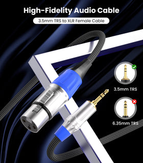 Tisino XLR to 3.5mm cable with gold-plated ends for durable connections.