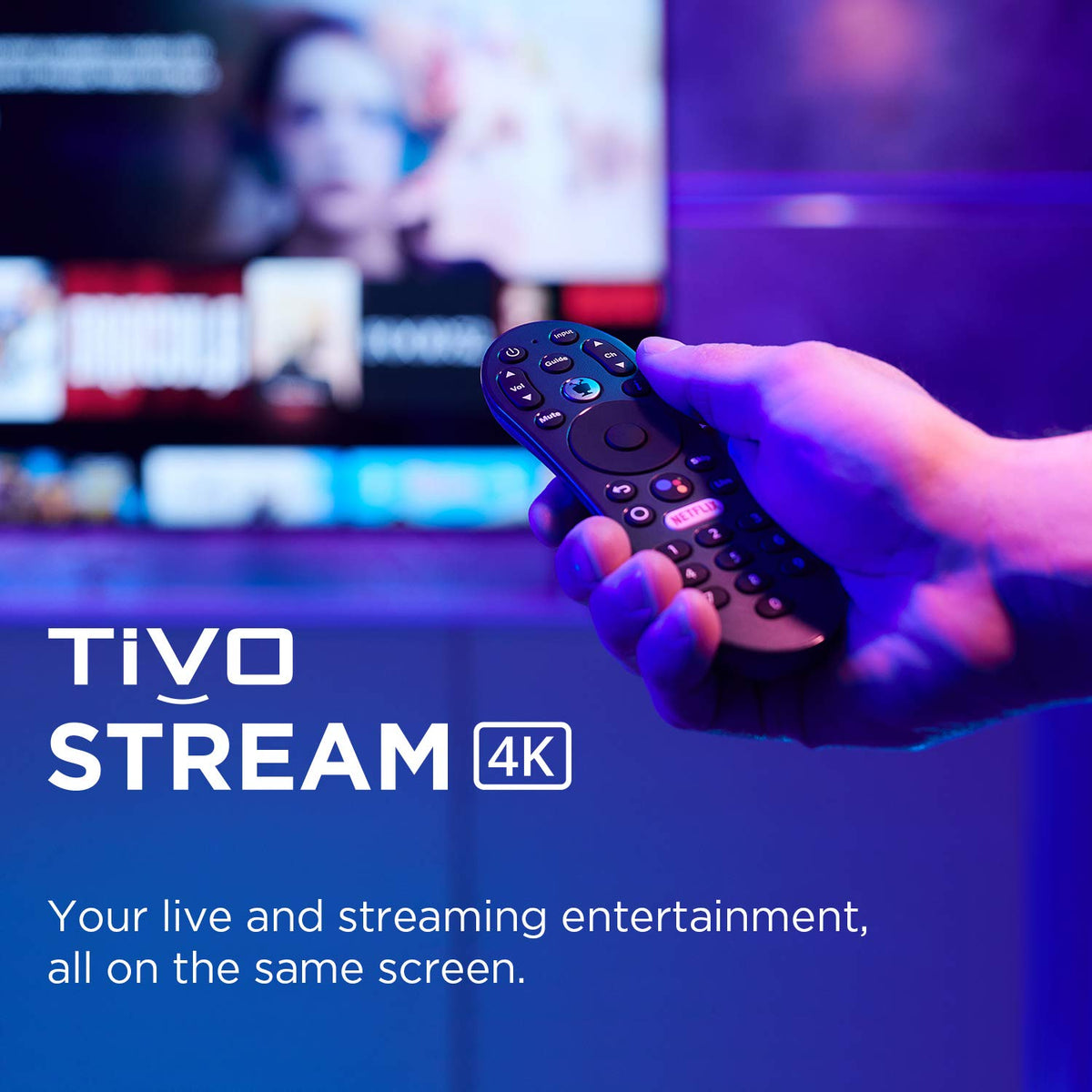 TiVo Stream content guide on screen demonstrating cross-app recommendations benefit