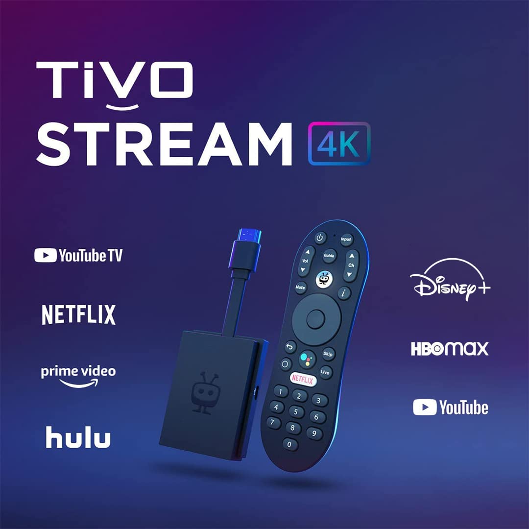 TiVo Stream remote with voice button displaying quick control benefits