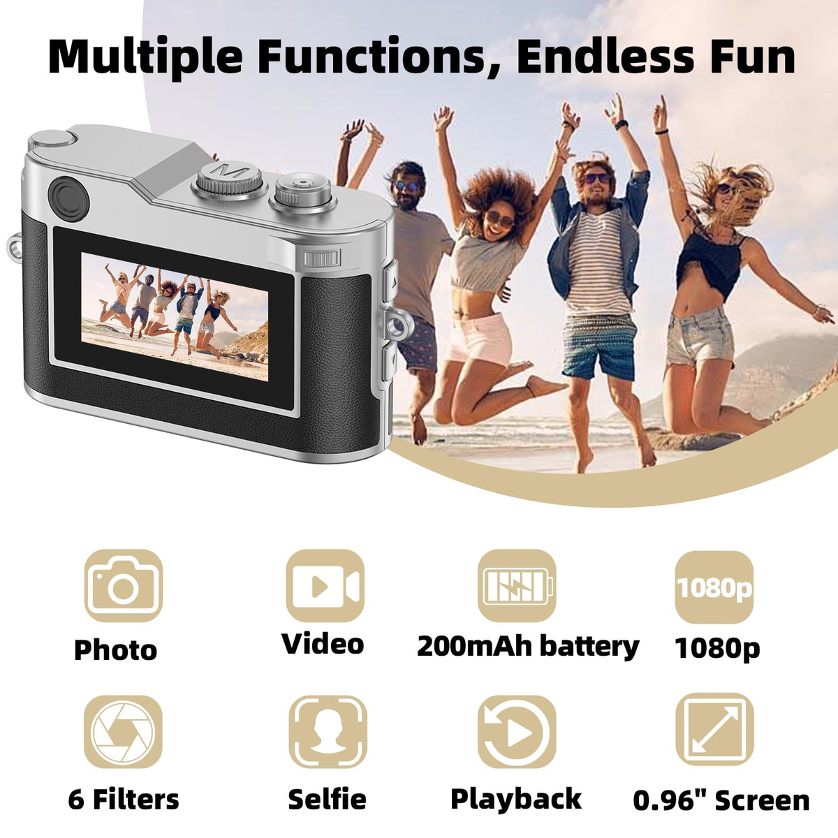 Tizycod back view with 0.96-inch screen for quick preview convenience
