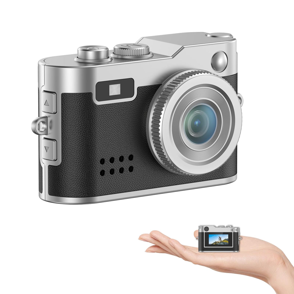 Tizycod front view showing retro camera body and easy portability benefit