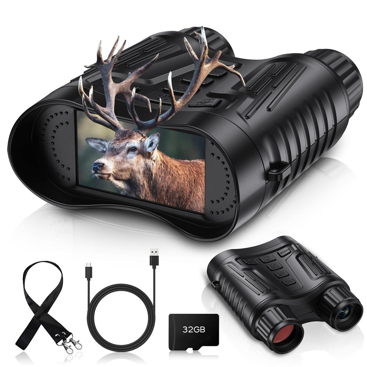 Tizycod night vision goggles front view for outdoor exploration and 4K video capture.