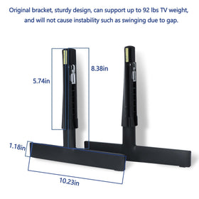 Tjyuze base stand under Samsung TV on console for secure placement