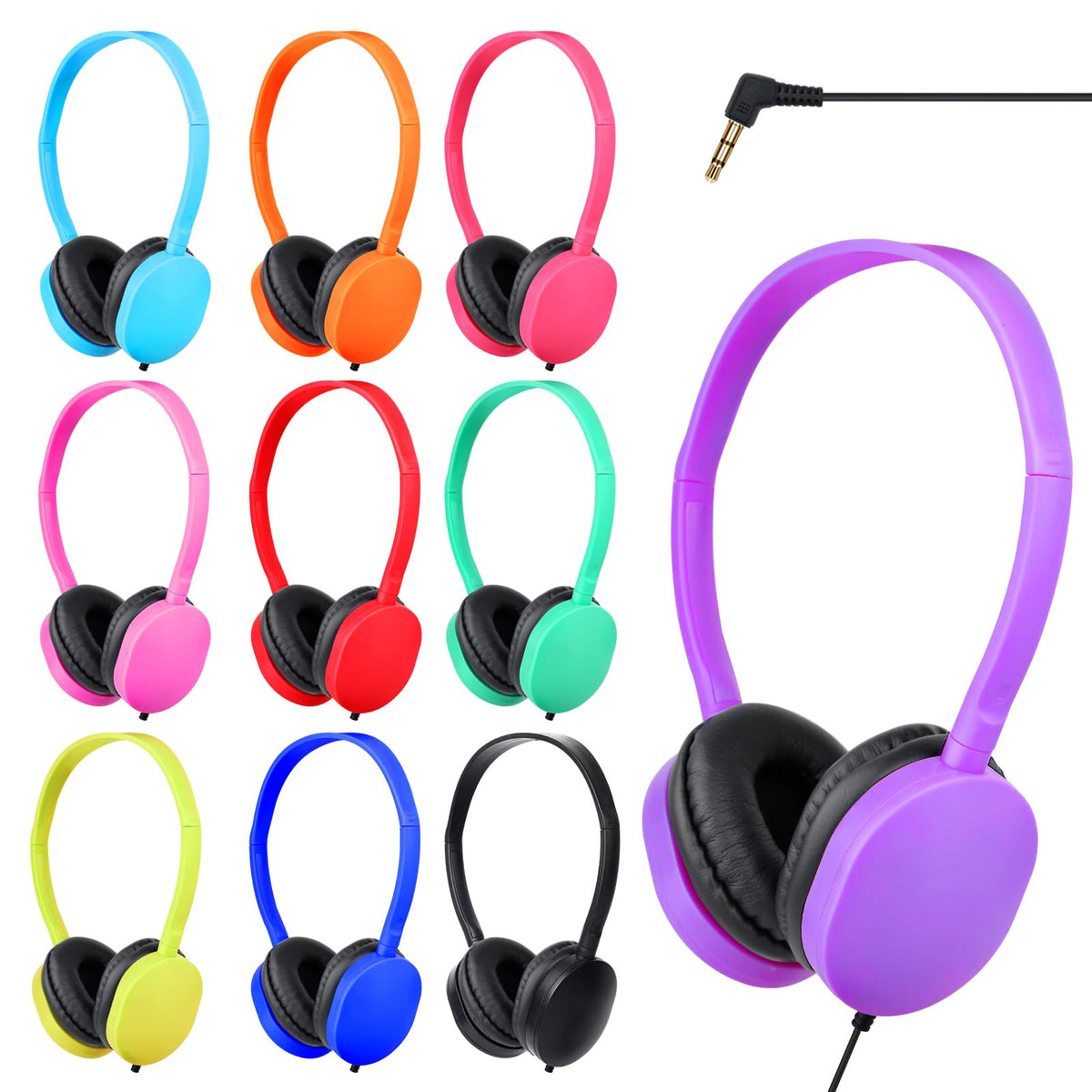 TJZXGUI bulk classroom headphones in multiple colors for easy student distribution