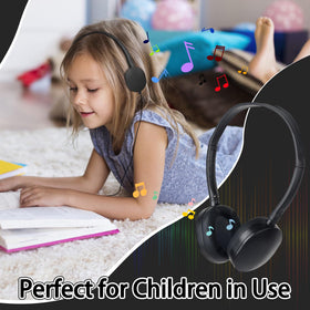 TJZXGUI headphones beside a ruler for scale showing four-foot cord length and classroom fit