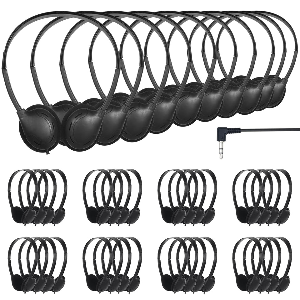 TJZXGUI front view of 30-pack headphones showing packaged bulk set benefit