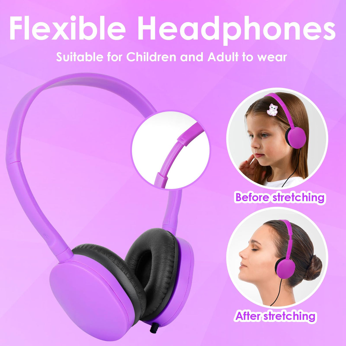 TJZXGUI headphones with a 4ft cable suitable for laptops and Chromebooks