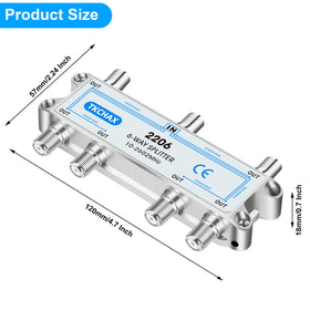 TKCHAX 6 Way Coaxial Splitter in use with TV and router